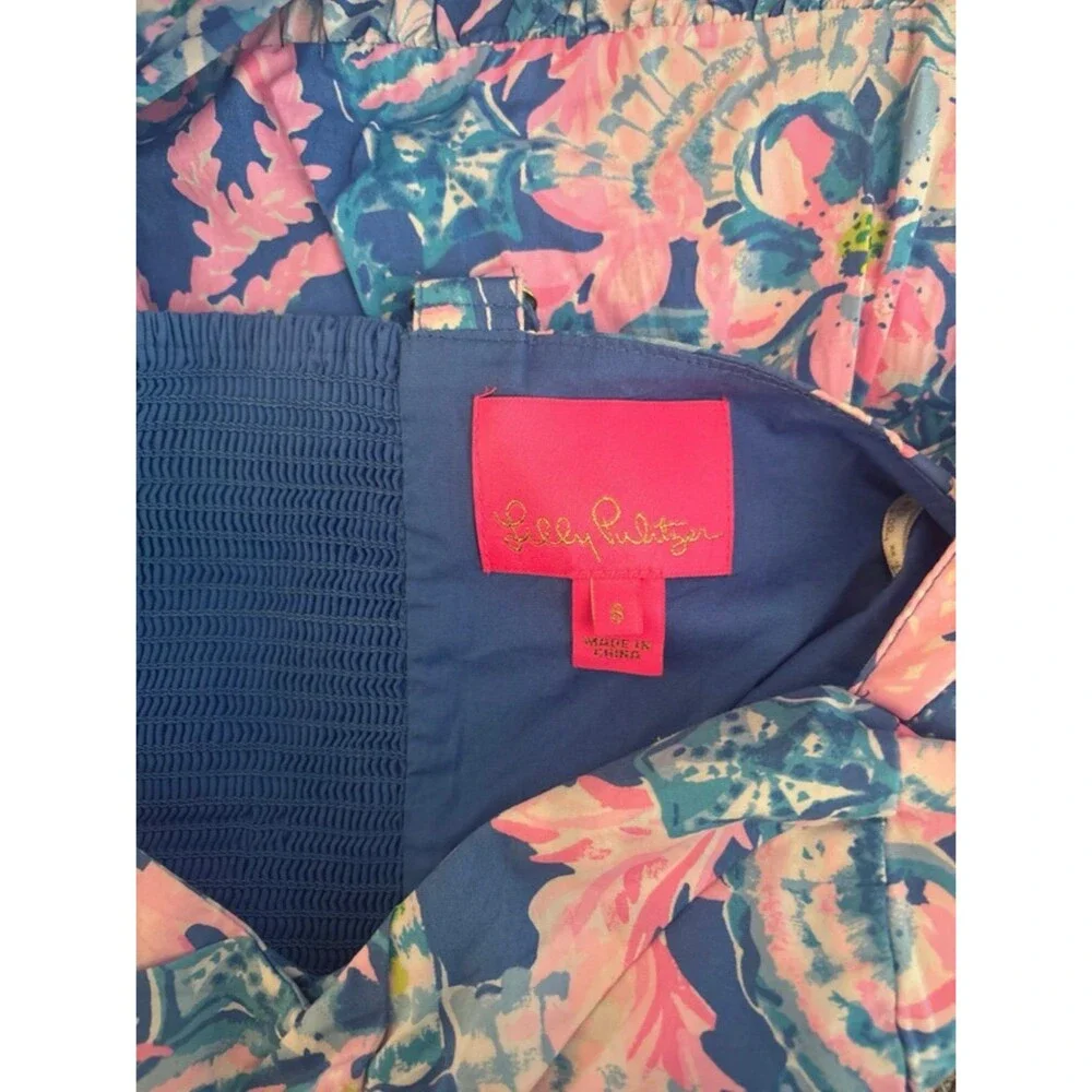 Lilly Pulitzer Dress Size 8 Rocko Cotton Romper jumpsuit Blue Tang